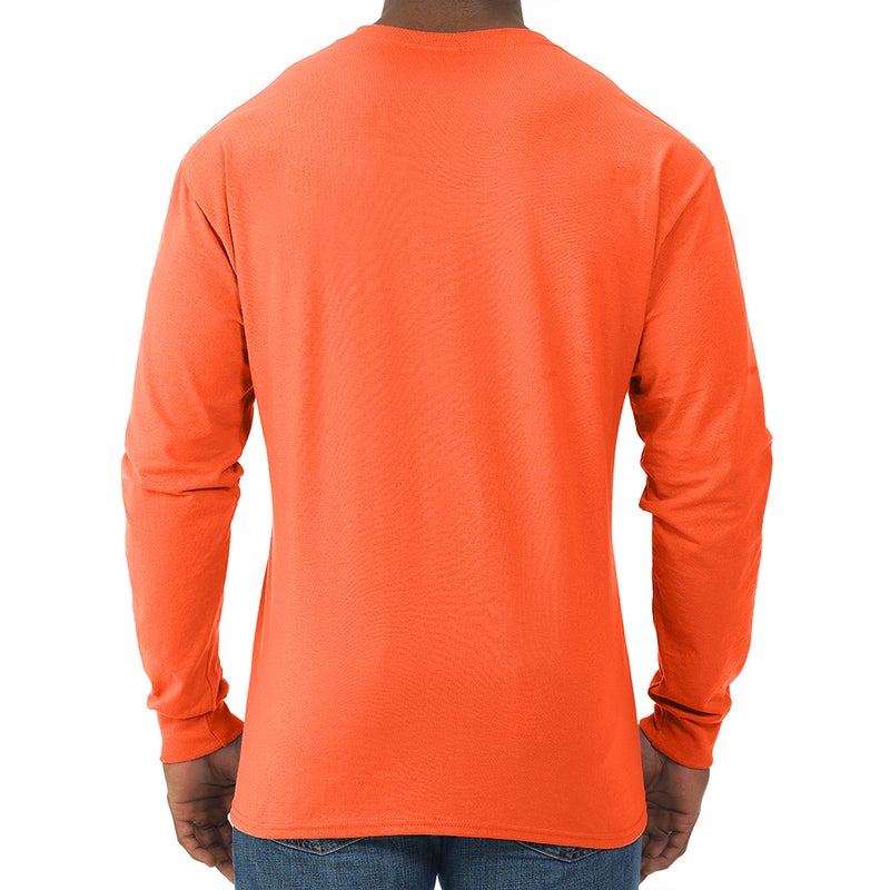 Jerzees Men's Dri-Power Cotton Blend Long Sleeve Tees, Moisture Wicking, Odor Protection, UPF 30+, Sizes S-3X, Safety Orange, X-Large - Image 3